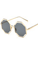 Black Solid Color Metal Trendy Irregular Sunglasses