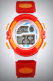 Red White and Orange Rubber Band Pin Buckle Digital Watch