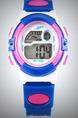 White Blue and Pink Rubber Band Pin Buckle Digital Watch