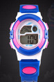 White Blue and Pink Rubber Band Pin Buckle Digital Watch