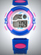 White Blue and Pink Rubber Band Pin Buckle Digital Watch
