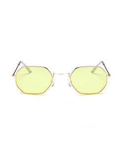 Yellow Solid Color Metal Square  Sunglasses