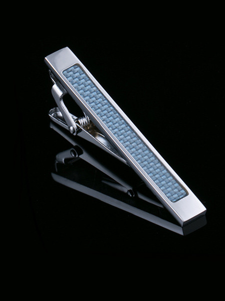 Alloy Blue and Silver Plated  Tie Clip
