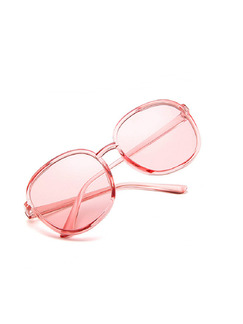 Pink Solid Color Plastic Oval  Sunglasses