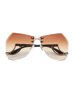 Brown Gradient Metal and Plastic Aviator Sunglasses