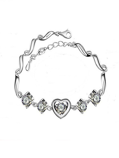 Silver Plated Heart Crystal Necklace