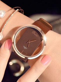 Brown Leather Band Quartz Watch