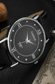 Black Leather Band Quartz Men Watch