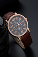 Brown Leather Band Quartz Men Watch