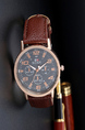 Brown Leather Band Quartz Men Watch