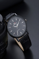 Black Leather Band Quartz Men Watch
