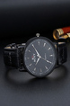 Black Leather Band Quartz Men Watch