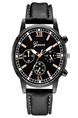 Black Leather Band Quartz Men Watch