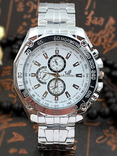Silver Stainless Steel Band Quartz Men Watch