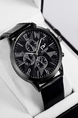 Black Leather Band Quartz Men Watch