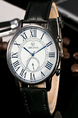 Black Leather Band Quartz Men Watch