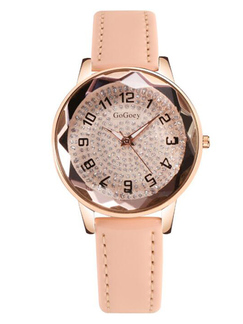 Pink Leather Band Quartz Watch