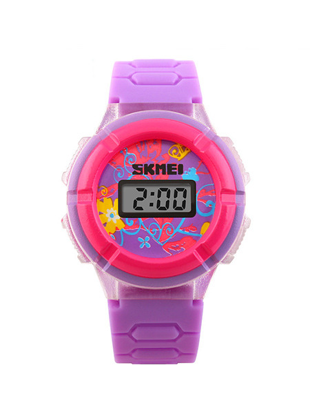 Violet Plastic Band Pin Buckle Digital Watch