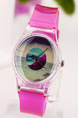 Pink Plastic Band Pin Buckle Quartz Watch