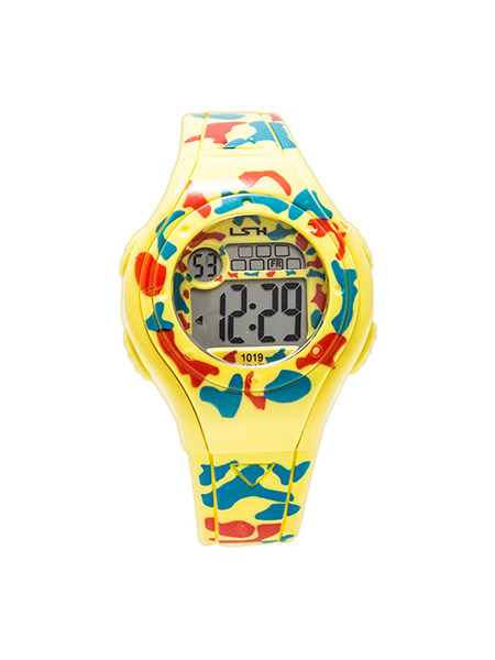 Yellow Red and Blue Plastic Band Pin Buckle Digital Luminous Waterproof Watch