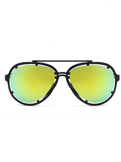 Yellow Green Gradient Plastic Aviator Polarized Sunglasses