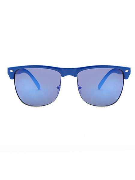 Purple Solid Resin Half-Frame Men Sunglasses