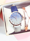White and Blue Leather Band Quartz Watch