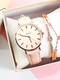 Pink and White Leather Band Quartz Watch