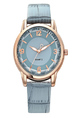 Light Blue Leather Band Bracelet Quartz Watch
