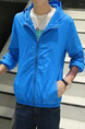 Blue Plus Size Hooded Transparent Sun Protection Men Jacket for Casual