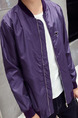 Purple Plus Size Jacket Stand Collar Zipper Ribbed Men Jacket for Casual