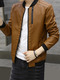 Brown Plus Size Jacket Linking Stand Collar Water-Proof Zipper Men Jacket for Casual
