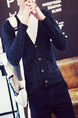 Blue Plus Size Knitted V Neck Cardigan Buttons Pockets Thread Men Cardigan for Casual