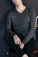 Grey Knitted Slim Plus Size V Neck Hedging Men Sweater for Casual