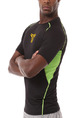 Black and Green Plus Size Contrast Sports Tight Quick Dry  Men Shirt for Casual Sports Fitness