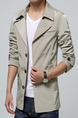 Beige Plus Size Slim Lapel Buttons Pockets Long Sleeve Men Jacket for Casual