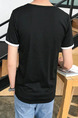 Black Plus Size Slim Round Neck Letter Printed Short Men Shirt for Casual