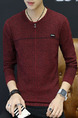 Red Plus Size Slim Round Neck Long Sleeve Men Sweater for Casual