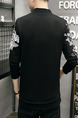 Black and White Plus Size Slim Contrast Located Printing Stand Collar Zipper Long Sleeve Men Sweater for Casual