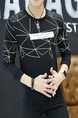 Black Plus Size Slim Round Neck Letter Printed Located Printing Long Sleeve Men Sweater for Casual