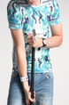 White Colorful Plus Size Slim Printed Round Neck  Men Tshirt for Casual