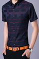 Black Wine Red and Dark Purple Slim Printed Polo Men Shirt for Casual Office