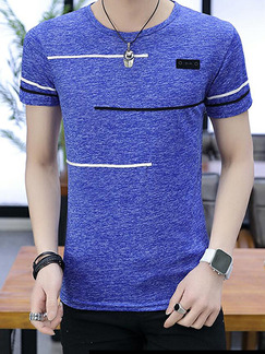 Royal Blue Slim Contrast Plus Size Men Shirt for Casual