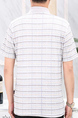 White Loose Lapel Contrast Stripe Men Shirt for Casual Party Office