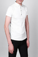 White Lapel Placket Front Slim Pocket Collar Men Shirt for Casual Party Office