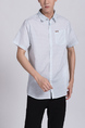 White Button Down Collared Chest Pocket Men Shirt for Casual Party Office