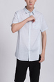 White Button Down Collared Chest Pocket Men Shirt for Casual Party Office