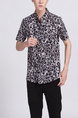 Black and White Collared Button Down Men Shirt for Casual Party Office