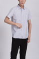 White Chest Pocket Button Down Collared Men Shirt for Casual Office Party