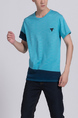 Blue Round Neck Tee Men Shirt for Casual
